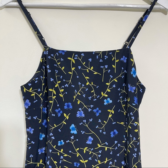 (SOLD) 90s Floral Sleeveless Mini Romper Dress Black 7/8 by Express World - Picture 5 of 12